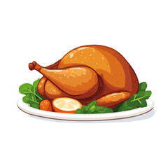 My Simple flat 2D illustration of a roasted turkey isolated on a transparent background, vector, flat design, animation design, simple flat 2D icon, clipart