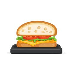 My Simple flat 2D illustration of a sandwich maker isolated on a transparent background, vector, flat design, animation design, simple flat 2D icon, clipart