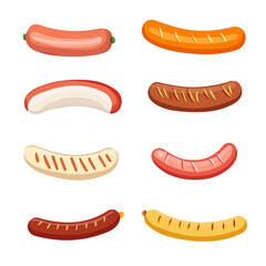 My Simple flat 2D illustration of a sausages set isolated on a transparent background, vector, flat design, animation design, simple flat 2D icon, clipart