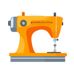 My Simple flat 2D illustration of a sewing machine isolated on a transparent background, vector, flat design, animation design, simple flat 2D icon, clipart