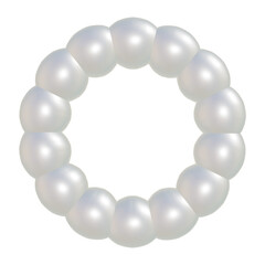 白いパールのぷっくりしたモコモコの丸いフレーム 透過されたリングの3DCGイラスト