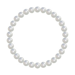 大粒な白いパールのぷっくりした丸いフレーム 透過されたネックレスの3DCGイラスト