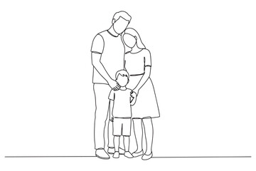 Family Holding Hands – Line Art of Father, Mother, and Child