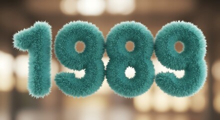 Fluffy turquoise 1989 number art, retro style