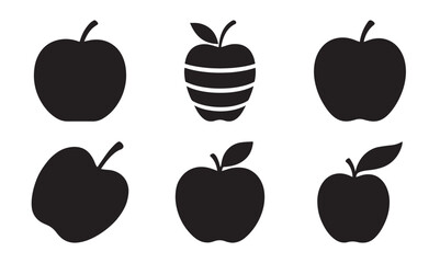 apple fruit silhouette vector illustration set