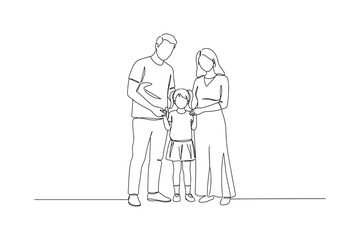 Obraz premium One continuous line drawing of Parent Holding Child's Hand – Line Art Illustration