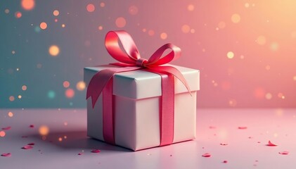 A beautifully wrapped birthday gift box with a ribbon , item, present, present packaging