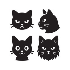 cat face pet animal silhouette icon bundle