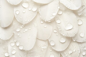 White feathers with water droplets