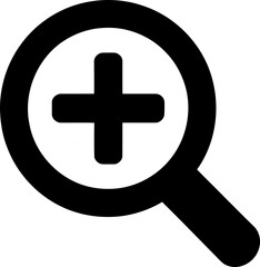 Fototapeta premium Solid Zoom In Icon: Black Magnifying Glass with Bold Plus