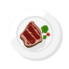 My Simple flat 2D illustration of a steak plate isolated on a transparent background, vector, flat design, animation design, simple flat 2D icon, clipart