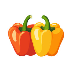 My Simple flat 2D illustration of stuffed bell peppers isolated on a transparent background, vector, flat design, animation design, simple flat 2D icon, clipart