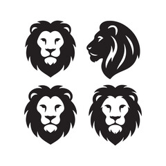 lion face wild animal silhouette vector icon