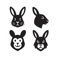 rabbit face animal silhouette vector easter icon