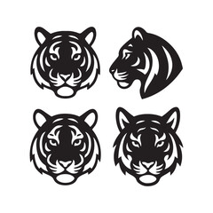 tiger face big cat silhouette vector artwork