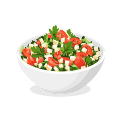 My Simple flat 2D illustration of tabbouleh salad isolated on a transparent background, vector, flat design, animation design, simple flat 2D icon, clipart