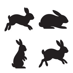 rabbit silhouette bundle vector easter animals