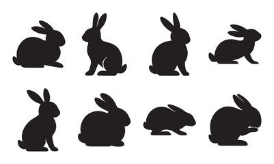 rabbit silhouette vector cute animal icon