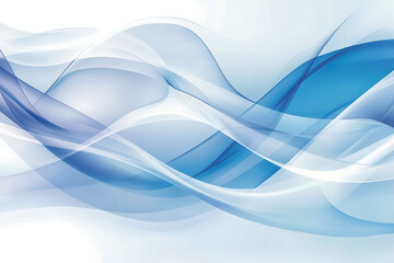Abstract blue wave design with flowing smooth lines on a white background