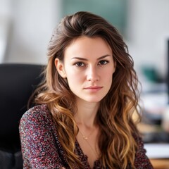 Fototapeta premium A woman sitting at a desk in an office