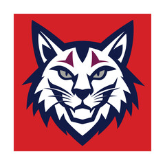 Stylized wildcat mascot head in crimson and navy colors for a sports team