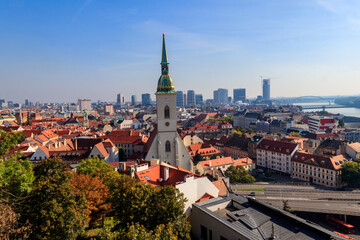 Fototapeta premium View to the famous St. Martin's Cathedral and the old town in Bratislava, Slovakia