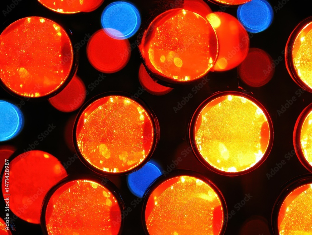 Poster abstract close up of colorful stage lights in a dark setting creating a vibrant and dynamic visual t