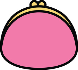 Pink Coin Purse Icon with Clasp Closure Representing Money, Fashion, and Retro Style
