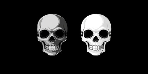 Pixelated Skull Graphics In Black and Gray