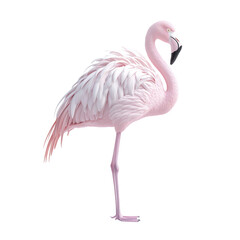 Obraz premium Beautiful flamingo standing on one leg wildlife bird animal pink feathers art isolated on transparent background