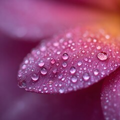 A close up of water droplets on a pink flower