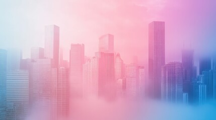 Fototapeta premium Cityscape with Haze and Vibrant Gradient