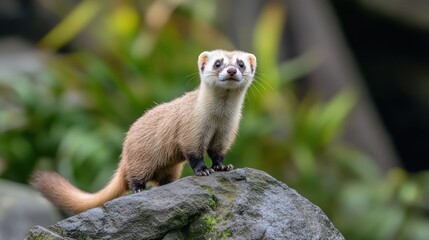 Obraz premium Small mammal on rock, alert gaze