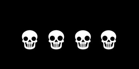 Four Simple Pixel Art Skulls On Black Background