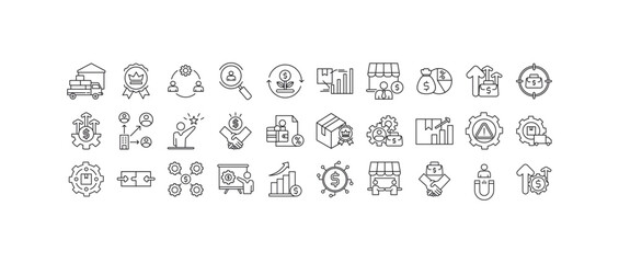 30 business integration icons illustrate important concepts in sleek designs. Ideal for presentations, infographics, business websites, and marketing materials.
