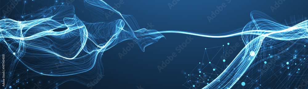 Leinwandbilder abstract flowing wave lines. design element for technology, science, modern data concept. vector