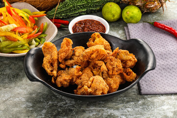 Golden crispy Breaded calamari snack