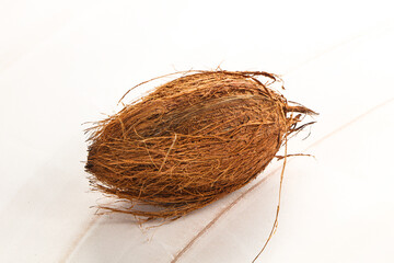 Natural exotic brown hairy coconut