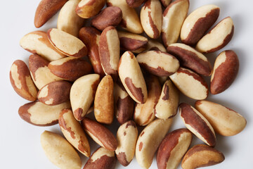 brazil nuts on white background