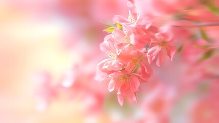 Blossoming cherry blossoms in soft pink hues, gentle petals floating in the air, perfect for spring-themed designs.