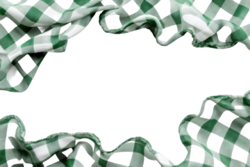 Green and white checkered fabric draped