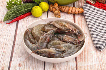 Raw fresh raw wild prawn