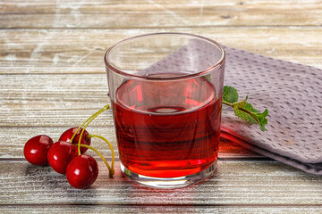 Sweet cherry juice in the glass