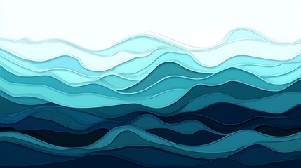 Fototapeta premium Abstract Ocean Waves Paper Cut.