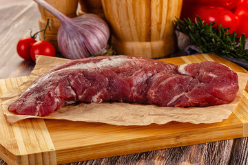 Raw pork meat tenderloin fillet