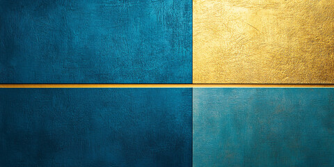 Fototapeta premium Abstract background with gold and teal textured elements.
