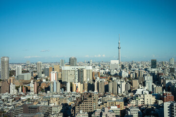 Obraz premium Downtown buildings at sunset.