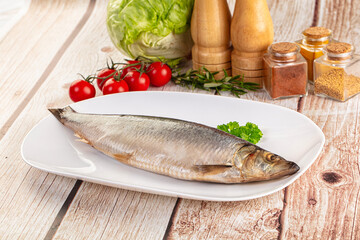 Raw whole salted herring fish