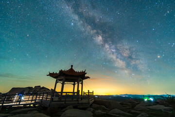 The pavilion at night under the Milky Way