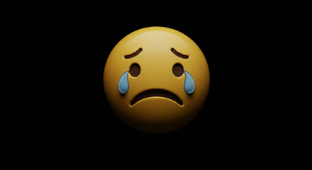 Sad yellow emoji face with tears.
